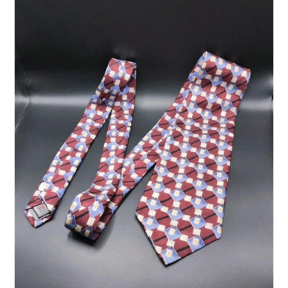 Robert Talbott Studio Tie New With Tag Burgundy Blue Geometric Diamonds